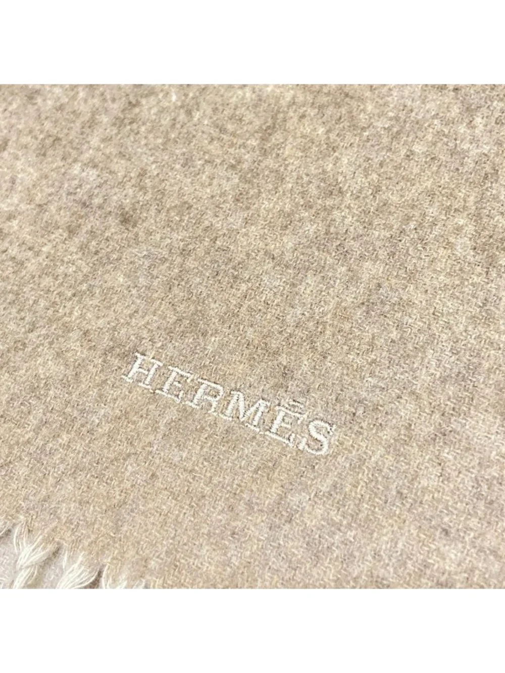 Hermes Scarf Recto Verso Brown Ivory Cashmere